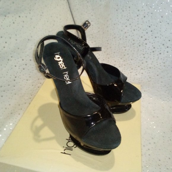 Highest Heels Spectrum-31 Platform Sandals, Black Pewter, 7 M US - Picture 4 of 12